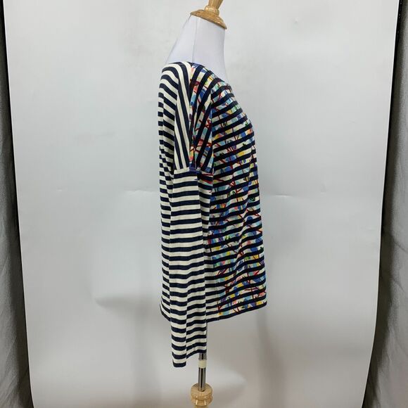 J Crew Michael De Feo Tee Womens M Floral Striped Wearable Art Drop Shoulders - Picture 5 of 14